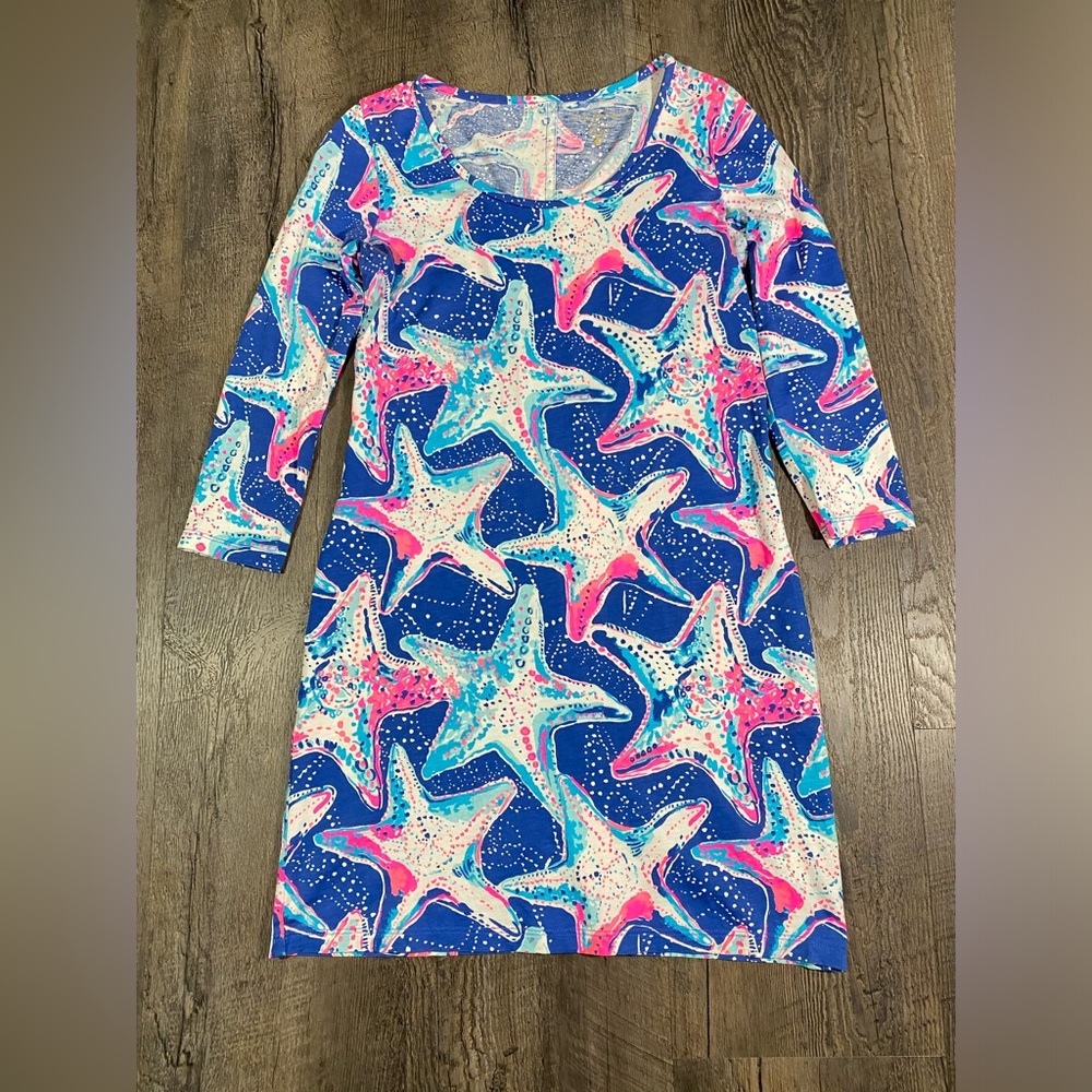LILLY PULITZER Beacon Indigo Star Struck Tunic Jersey Dress